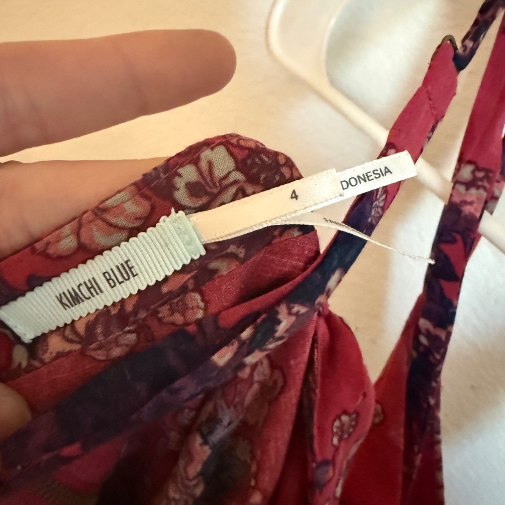Kimchi Blue Red Floral Maxi Dress with Blue Accents - Picture 3 of 3